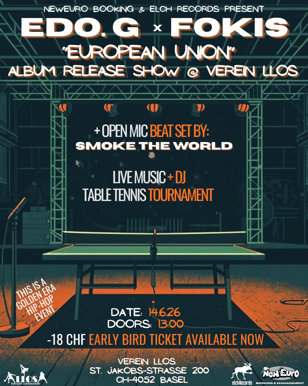 Edo. G & Fokis - European Union Album Release Show - June 14, 2026 - Verein LLOS, Basel